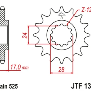 Řetězové kolečko JT JTF 1371-15 15 zubů, 525 Cenová Bomba