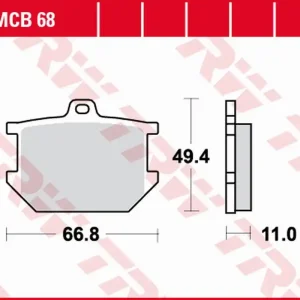 Akční Cena TRW ZF brzdové destičky KH034 organické YAMAHA XS 250 77-80, XS 400 77-82, SR 500 78-87, XJ 650 80-82, XS 650/750 79-83, XS 850 80-82, XV 1000 81-84, XS 1100 78-82 přední/zadní