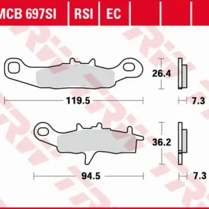 TRW ZF brzdové destičky KH258 SIMTER OFFROAD KAWASAKI KX 80/85 97-, KX 100 97-09, KLR 250 99-12, SUZUKI RM 85 05-, přední Doprava Zdarma