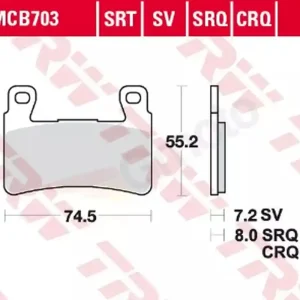 TRW ZF LUCAS brzdové destičky KH265 KH296 sintrované sintrované závodní výkonné na dráhu (nahrazuje MCB703SRQ) Ověřený