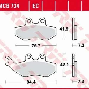 Ruční Výroba TRW ZF brzdové destičky KH194 organické APRILIA SX 50 14-, YAMAHA DT 50 04-08, TZR 50 03-20, XT 125 05-11, přední