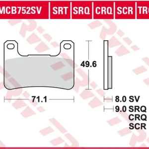 TRW ZF LUCAS brzdové destičky KH379 sintrované sintrované závodní výkonné na dráhu (nahrazuje MCB752SRQ) Aktuální