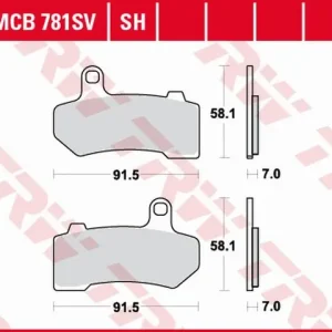 Luxusní TRW ZF brzdové destičky KH409 sintrované STREET HARLEY-DAVIDSON 1130 / 1250 / 1584 / 1690 / 1750 / 1800 / 1870 / 1923 06-21,zadní