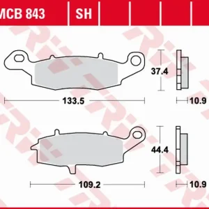 TRW ZF brzdové destičky KH231 organické KAWASAKI VN 900 06-17, VN 1500 98-03, VN 1600 03-08, VN 1700 09-17, VN 2000 04-10, SUZUKI VL 1500 13-17, VZ 1500 09-13, VZ 1600 MARAUDER 04-05, SYM SYMPHONY 200 15-, zadní Záruka V Ceně
