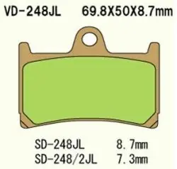 Garance Vrácení Peněz VESRAH brzdové destičky KH252 / KH380 sintrované barva zlatá YAMAHA FZ6/R6/R1/FJR přední vyrobeno v Japonsku