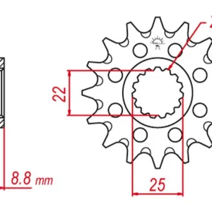 GROSSKOPF řetězové kolo přední 1248 16 (124816) BETA 12-25, KTM 86-25, HUSQVARNA 14-25, HUSABERG 09-14, GASGAS 20-25, (JTF1901.16) (řetěz 520) Značkový