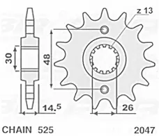 CHT řetězové kolo přední 2047 15 (400015K) HONDA CB 750, VFR 750 Prémiový