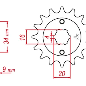 GROSSKOPF řetězové kolo přední 2062 15 YAMAHA YFS200 BLASTER 88-06 (+2), TT-R230 05-20 (+2), DT200 L 85 (+2), HYOSUNG GT 250 04-15, GY 250 04-12 (JTF1554.15) Exkluzivní