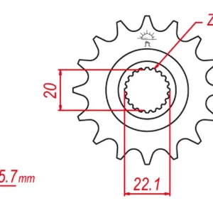 GROSSKOPF řetězové kolo přední 2103 14 GAS GAS EC 250/300/450F 11-15, YAMAHA YZ 125, YZ250F 01-25, WR 250F 01-25 (E250-13 (+1) (JTF1590.14) Doprava Zdarma