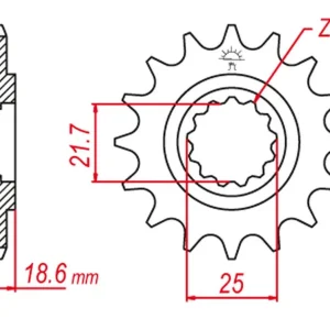 GROSSKOPF řetězové kolo přední 2119 14 KAWASAKI Z750 04-12, Z800 13-16 (JTF1538.14) (-1) Značkový