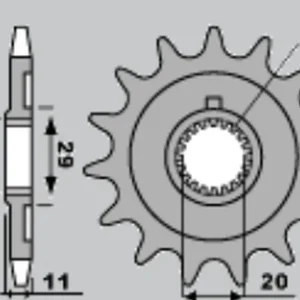 GROSSKOPF řetězové kolo přední 2275 14 SHERCO 125 SE-R 18-21, 250 SE F/SE F-R 14-20, 300 SE F 14-20 (řetěz 520) (drážkování 20 Z.) Akce
