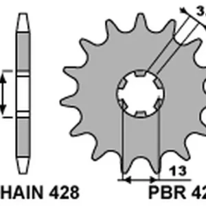 Časově Omezené PBR řetězové kolo přední 428 12 SUZUKI JR 50 82-04 (řetěz 428) (MADE IN ITALY)