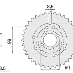 Autentický CHT rozeta 4331 50 (2035-50) DERBI SENDA 50 96-99