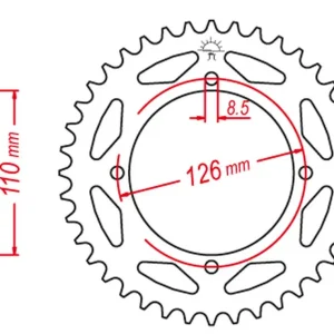 Vysoce Kvalitní GROSSKOPF rozeta hliníková barva černá 4418 46 KAWASAKI KX65 00-20, SUZUKI RM 65 03-05 (JTR1465.46)