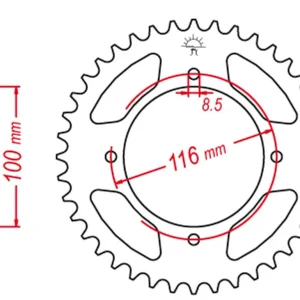 GROSSKOPF rozeta hliníková barva stříbrná 467 54 KAWASAKI KX 80 98-00, KX 85 01-20, KX 100 00-21 (JTR461.54) (řetěz 420) Super Cena