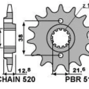 GROSSKOPF řetězové kolo přední 511 14 KAWASAKI KLR650 90-14, KLX650 (JTF509.14) Akční Cena