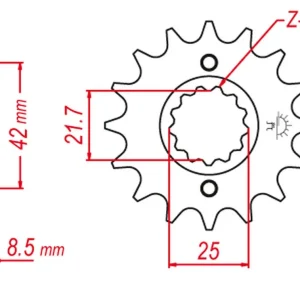 Super Cena GROSSKOPF řetězové kolo přední 523 14 KAWASAKI EL250/EX250/KLX250/GPZ250/GPX250 (JTF516.14)
