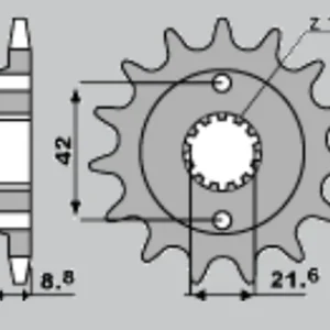 JR řetězové kolo přední 525 15 KAWASAKI ZXR 400 88-02, KLE 500 91-96 (-1), GPZ 500S (-1) (JTF512.15) (řetěz 520) (52515JT) Prémiový
