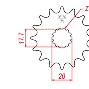 GROSSKOPF řetězové kolo přední 577 15 YAMAHA YZ 85 02-21 (+1) DT 125R/X 90-06 (-1), TZR 125 93-99 (-1) (JTF558.15) Víkendová Akce
