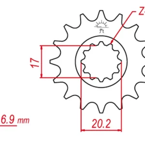 Cenový Hit GROSSKOPF řetězové kolo přední 600M14 APRILIA,BETA, MBK, PEUGEOT, RIEJU, YAMAHA (AM6) (JTF1120.14)
