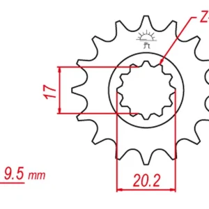 GROSSKOPF řetězové kolo přední 7005 15 KTM SX 65 04-21 (+2), HUSQVARNA TC 65 17-21 (+2)(JTF1906.15) Sleva