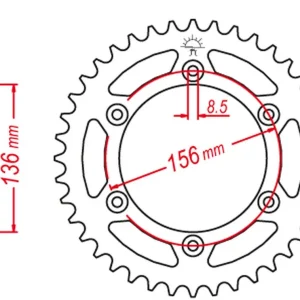 Záruka V Ceně JR rozeta hliníková T7075 (ergal) 820 48 (82048) HUSQVARNA CR/WR/TE/TC 90-13, BETA RR 05-12 (JTR822.48) (řetěz 520) barva stříbrná