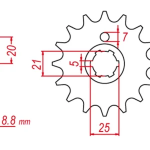 Prémiový GROSSKOPF řetězové kolo přední 725 15 HUSQVARNA CR/WR 250 90-00, CR/WR 360 92-00, CAGIVA WMX 250 88-92 (JTF507.15) (+2) (bez otvoru)