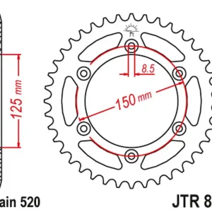 Přímo Od Výrobce JT rozeta 899 48 hliníková RACElité KTM SX/EXC/LC4 (91-25) (89948JTA) (řetěz 520) barva světle modrá