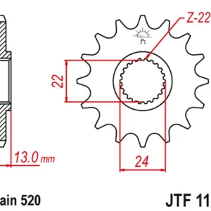 Celosvětová Doprava JT řetězové kolo přední 402 16 APRILIA 650 PEGASO 91-97 (40216JT) (řetěz520)