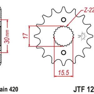 Tovární Cena JT řetězové kolo přední 332 13 HONDA CRF 50F 04-12, XR 50 00-03 (33213JT) (řetěz 420)
