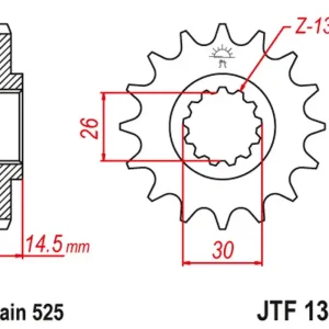 Cenový Hit JT řetězové kolo přední 2047 14 HONDA CB 750F2 92-00 (204714JT) (řetěz 525)
