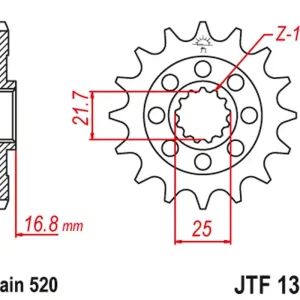 Doprava Zdarma JT řetězové kolo přední 2042 15 HONDA NC 750X/S/DCT 14-15, INTEGRA 750 DCT 14-15 (204215JT) (řetěz 520) (-1)