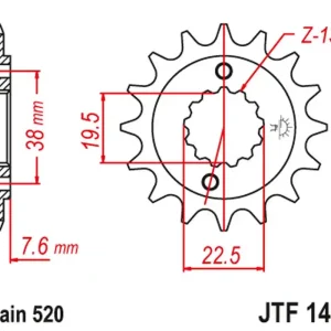 Tovární Cena JT řetězové kolo přední 2116 16 SUZUKI LTR 450 06-12, LTZ 400 03-13, RMX 450 10-13, KAWASAKI KFX 400, HYOSUNG TE 450 (211616JT) (řetěz 520)