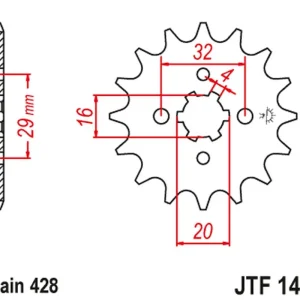 Rychlé Dodání JT řetězové kolo přední 425 13 SUZUKI GSXR 125 17-19, RG 80 86-87, GSX 125S 17-19, TS 125R 90-96, RV 125 07-15 (42513JT) (řetěz 428) - nahrazuje JTF425.13