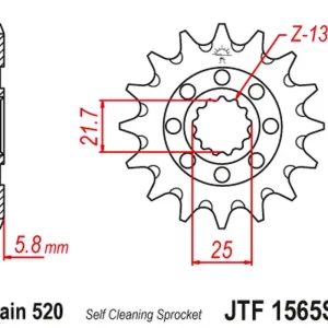 Jen Po Omezenou Doba JT řetězové kolo přední 2141 13 KAWASAKI KXF 450 06-20 KLX 450 08-20 samočistící (214113JT) (řetěz 520)