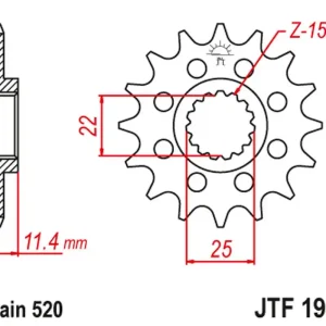 JT řetězové kolo přední 1252 12 KTM LC4 400/600/620/640/690 (125212JT) (řetěz 520) Speciální Cena