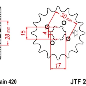 Trendový JT řetězové kolo přední 255 16 HONDA MTX/MBX/XR 80 (25516JT) (řetěz 420)