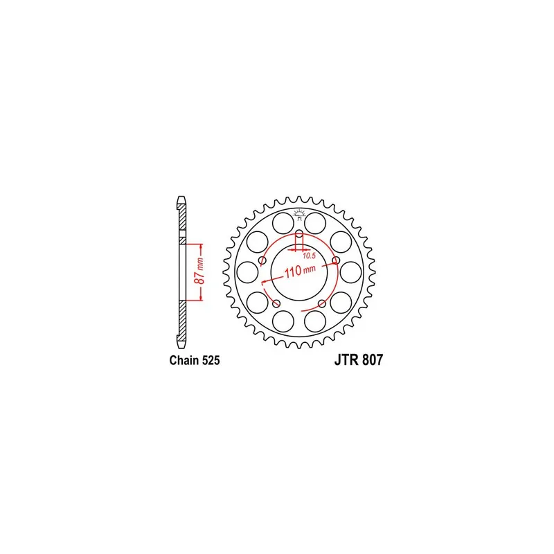 Časově Omezené Hliníková řetězová rozeta JT JTA 807-44 44 zubů, 525