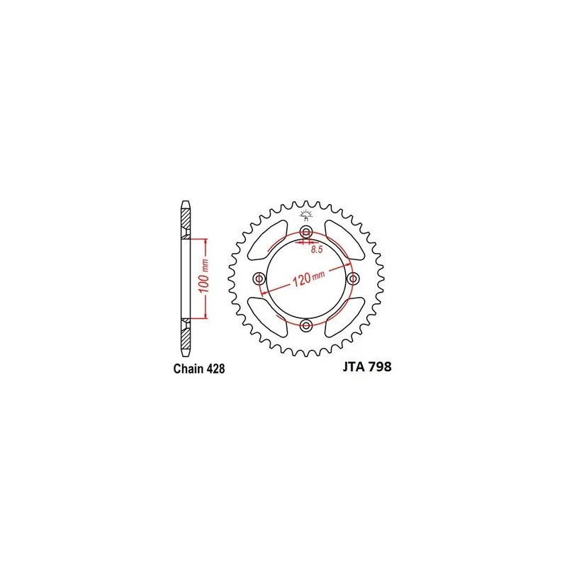 Super Cena Hliníková řetězová rozeta JT JTA 798-47 47 zubů, 428
