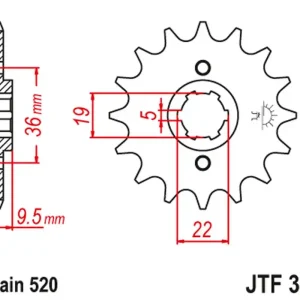 Akce JT řetězové kolo přední 337 12 HONDA TRX 250/300, CR 250 82-85, CR500 84-85 (33712JT) (řetěz 520)