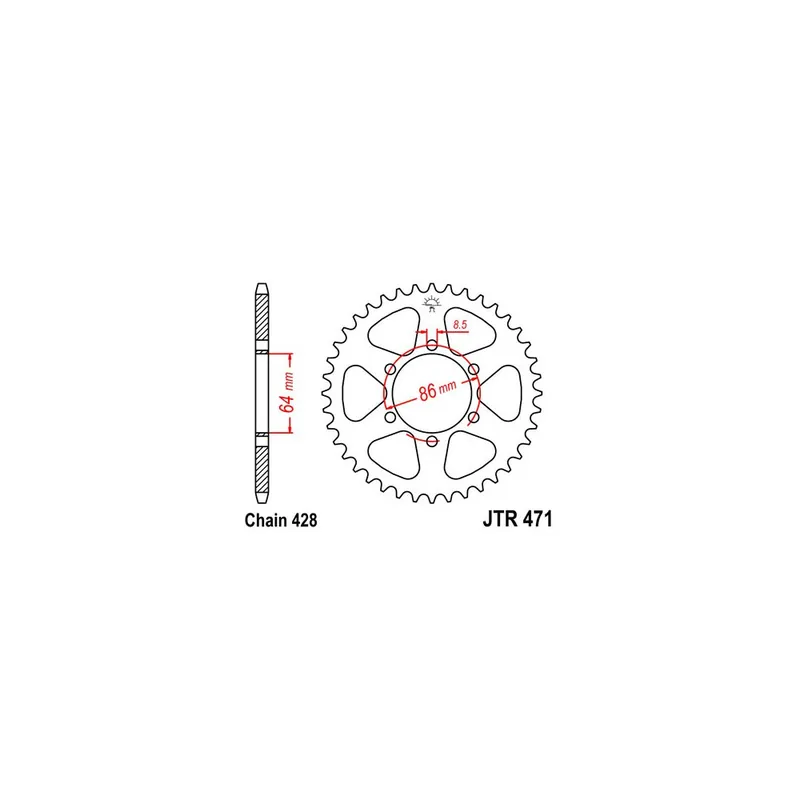 Řetězová rozeta JT JTR 471-48 48 zubů, 428 Top Prodej