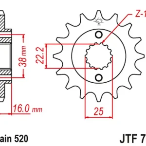 Pouze Dnes JT řetězové kolo přední 490 16 DUCATI MONSTER 600/750/900 (49016JT) (řetěz 520)