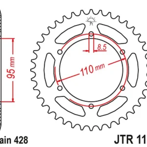 Záruka V Ceně JT rozeta 486 45 CAGIVA 125 ELEFANT/STX ALETTA rossa 83-88 (48645JT) (řetěz 428)
