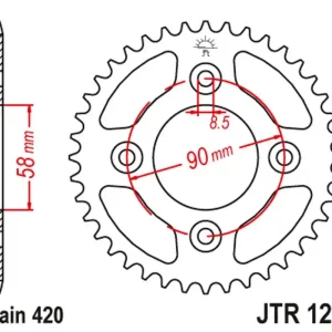 Celosvětová Doprava JT rozeta 4463 37 HONDA CRF 50 04-20; XR 50 00-04 (446337JT) (řetěz420)