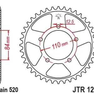 Vysoce Kvalitní JT rozeta 4734 40 HONDA cmX 500 REBEL 17-23 (řetěz520) (473440JT)