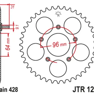 Ruční Výroba JT rozeta JTR1250 56 HONDA NX 125 89-90 (JTR1250.56)*(ŁANC428)