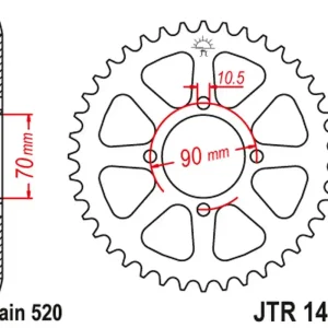 Prémiový JT rozeta 5302 41 KAWASAKI KSF 250 MOJAVE 87-04, KEF 300 LAKOTA 95-03 (530241JT) (řetěz520)
