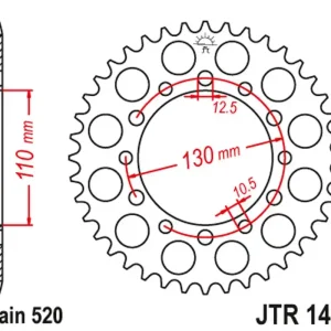 Autentický JT rozeta 504 44 HONDA TRX 200 90-97, KAWASAKI EL 250 88-03 (50444JT) (řetěz520)