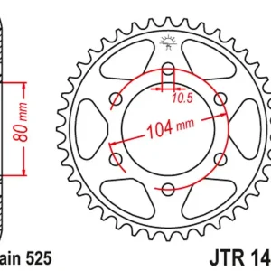 Pouze Dnes JT rozeta 4359 40 KAWASAKI ZX 6 R 98-02, s 1000 07-09, ZX10R 04-15 (435940JTZBK) (řetěz 525) barva černá