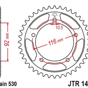 Dokud Zásoby Vydrží JT rozeta 4542 42 KAWASAKI ZZR 1400 06-18 (454242JT) (řetěz 530) (černá)